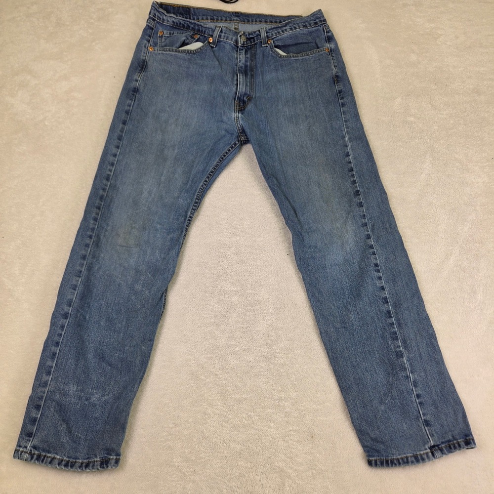 Levis 505 Regular Fit Jeans Mens 34x28 Blue Denim Straight Leg Pants 4599